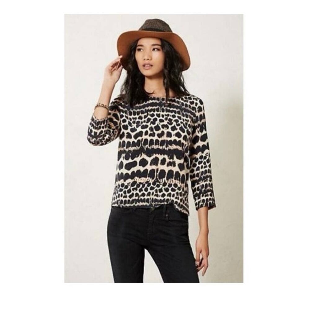 Anthropologie Maeve Linosa Leopard  Blouse size XS